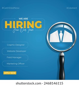 We are hiring job candidate post and flyer template. Join our team and hiring concept. Open vacancy and hiring creative ads and poster vector illustration.