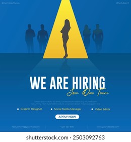 We are hiring job candidate post and flyer template. Join our team and hiring concept. Open vacancy and hiring creative ads and poster vector illustration