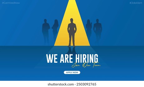 We are hiring Job Employee and join our team banner design. Hiring recruitment open vacancy. Hiring employee social media post vector illustration