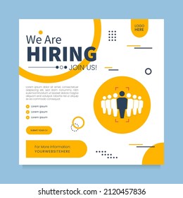 We are hiring job position social media post. Flat vector Design for web, apps and many more