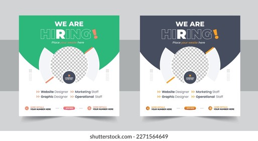 Wir stellen Arbeitsplätze quadratischen Banner oder Social Media Post, Vacancy Banner Design findet einen Job. Wir stellen Stellenangebote für Social Media-Post ein. Mieten von quadratischem Webbanner für soziale Medien