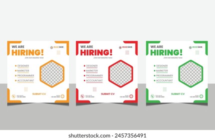 We are hiring job position square banner or social media post. Vacancy banner design finds a job.
