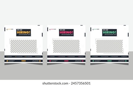 We are hiring job position square banner or social media post. Vacancy banner design finds a job.