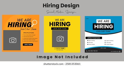 We are hiring job position square banner or social media post. Vacancy banner design find a job