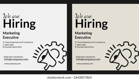 We are hiring job position square banner or social media post. Vacancy banner design find a job