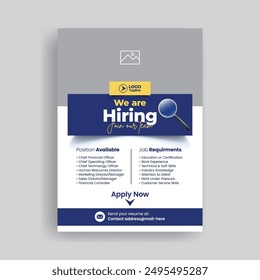 We are hiring job print ready flyer or poster template. Job Vacancy Flyer creative Template design
