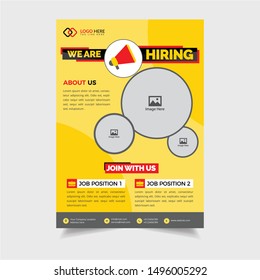 We Are Hiring Job Recruitment Poster For Corporate Use .Hiring Recruitment Flyer Design Job Vacancy Advertisement Concept In Red Yellow 