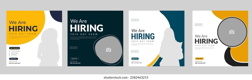 We are hiring job social media posts, ads banner template, Job job vacancy square flyer or web banner Template , We are hiring job vacancy social media post or square web banner template design