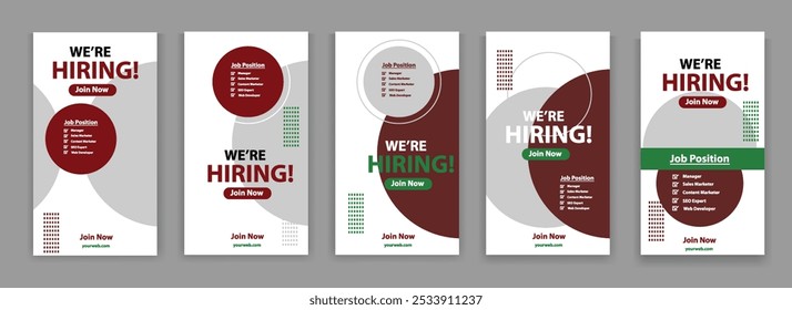 We are hiring for job vacancies Social Media stories, Hiring Social Media Post vector illustration design background