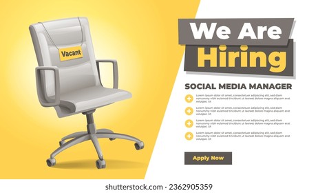 We Are Hiring Job Vacancy Banner With Empty Office Chair Illustration
