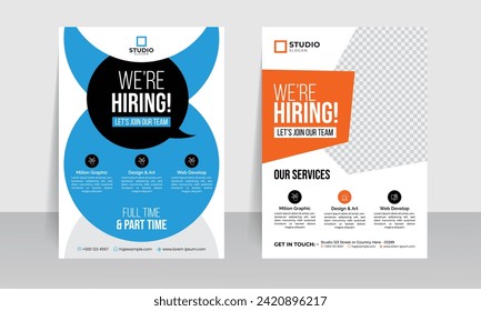 we are hiring job vacancy flyer leaflet brochure cover design template 