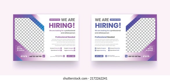 We Are Hiring Job Vacancy Horizontal Flyer And Job Circular Corporate Agency Flyer Template Design.