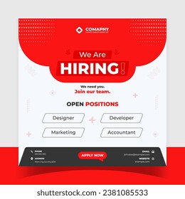 We are hiring. Job vacancy post or social media post template