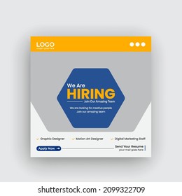 We are hiring job vacancy social media post or square banner and web banner template design