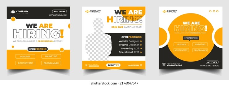 We Are Hiring Job Vacancy Social Media Post Banner Design Template With Red Color. We Are Hiring Job Vacancy Square Web Banner Design.