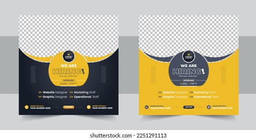 We are hiring job vacancy social media post or Social Media Square Banner design template, Poster for we are hiring. employees needed. Social media template job vacancy recruitment vector