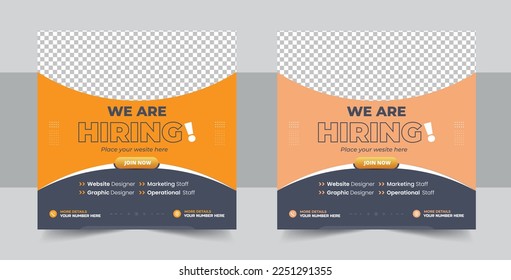 We are hiring job vacancy social media post or Social Media Square Banner, We are hiring job vacancy square web banner design. Job vacancy design poster. We are hiring post feed on square design