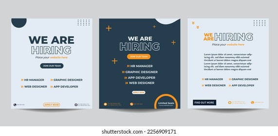 We are hiring job vacancy social media post banner design template. We are hiring for a Job advertisement social media template design.