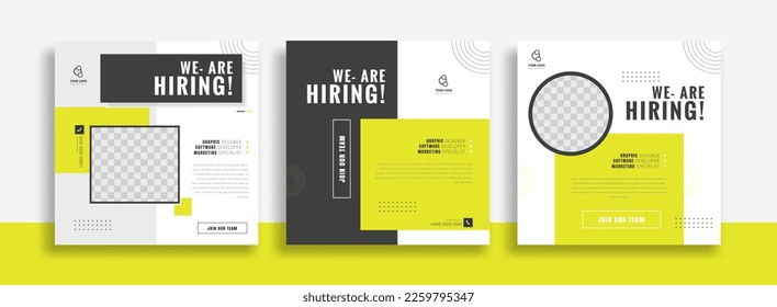 We are hiring job vacancy social media post banner design template. We are hiring job vacancy square web banner design.  svg