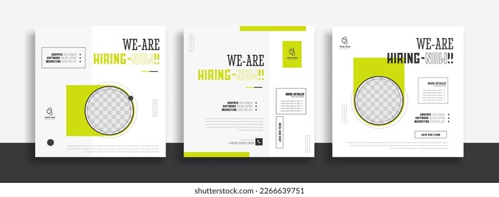 We are hiring job vacancy social media post banner design template with orange and white color. We are hiring job vacancy square web banner design.