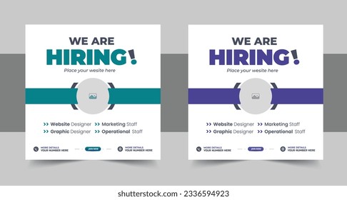 We are hiring job vacancy social media post or Social Media Square Banner design template, We are hiring job vacancy square web banner. We're hiring. Job offer leaflet template. Job vacancy flyer post