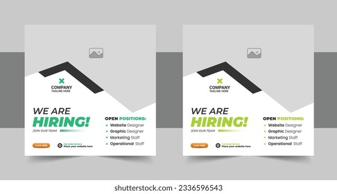 We are hiring job vacancy social media post or Social Media Square Banner design template, We are hiring job vacancy square web banner design. We are hiring job vacancy social media post design