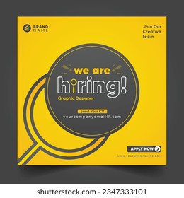 We are Hiring job vacancy social media post banner design . Jobs recruitment Background Design. Join Our Team Square social media post layout,  Job advertisement Background, Vector Recruitment Social