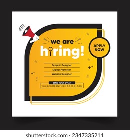 We are Hiring job vacancy social media post banner design . Jobs recruitment Background Design. Join Our Team Square social media post layout,  Job advertisement Background, Vector Recruitment Social