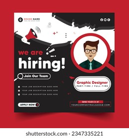 We are Hiring job vacancy social media post banner design . Jobs recruitment Background Design. Join Our Team Square social media post layout,  Job advertisement Background, Vector Recruitment Social