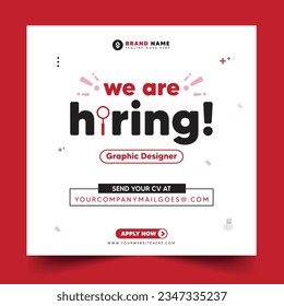 Estamos contratando empleos vacantes diseño de pancartas en medios sociales. Diseño de fondo de contratación de trabajos. Unirse a la distribución de publicaciones en redes sociales de Our Team Square, anuncio de empleo Fondo, contratación de vectores Social