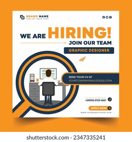 We are Hiring job vacancy social media post banner design . Jobs recruitment Background Design. Join Our Team Square social media post layout,  Job advertisement Background, Vector Recruitment Social