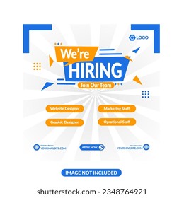 we are hiring job vacancy social media post template banner