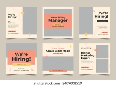 We are hiring or job vacancy social media post template or square web banner