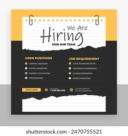 We are hiring job vacancy social media post design