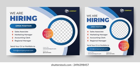 We Are Hiring Job Vacancy Social Media Post Banner Template Design And Recruitment. vector