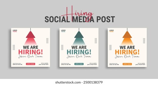 We are hiring job vacancy social media post banner design template with red color. We are hiring social media banner and square web banner design, Job positions for job vacancy design.