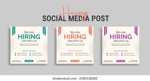 We are hiring job vacancy social media post banner design template with red color. We are hiring social media banner and square web banner design, Job positions for job vacancy design.