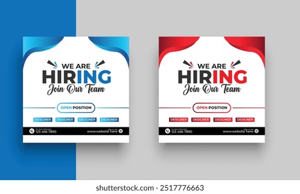 We are hiring job vacancy social media post or square web banner template design, we are hiring banner