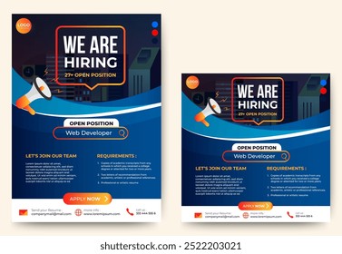 We Are Hiring Job Vacancy Social Media Post Banner Template Design And Recruitment. vector