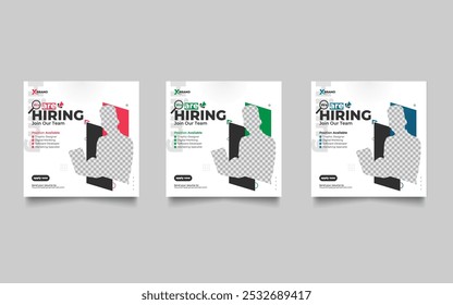 We are hiring job vacancy social media post or square web banner template vector design