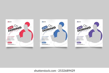 Estamos contratando vaga de emprego postagem de mídia social ou projeto vetor de modelo de banner web quadrado