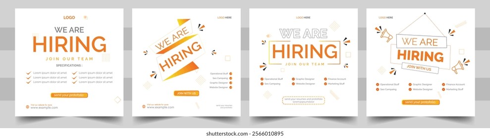 We are hiring job vacancy social media post banner design templates with red color. We are hiring job vacancy square web banner design. We are hiring job vacancy social media post Design.
