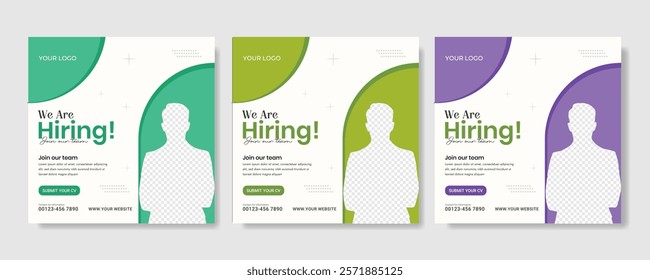 We are hiring job vacancy social media post banner design template with red color. We are hiring job vacancy square web banner design. Employee vacancy announcement. Illustration isolated