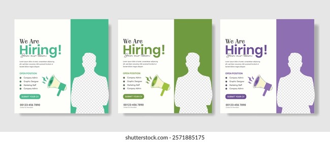We are hiring job vacancy social media post banner design template with red color. We are hiring job vacancy square web banner design. Employee vacancy announcement. Illustration isolated