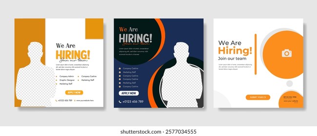 We are hiring job vacancy social media post banner design template with red color. We are hiring job vacancy square web banner design, Job positions for job vacancy design.