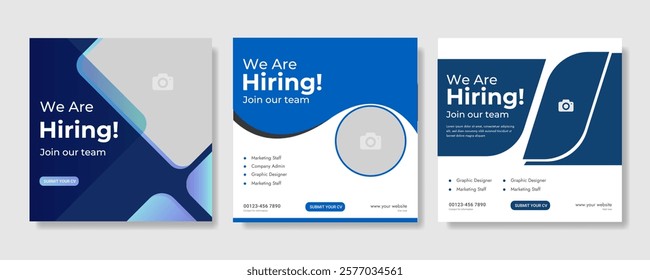 We are hiring job vacancy social media post banner design template with red color. We are hiring job vacancy square web banner design, Job positions for job vacancy design.