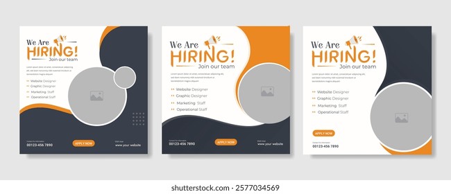 We are hiring job vacancy social media post banner design template with red color. We are hiring job vacancy square web banner design, Job positions for job vacancy design.