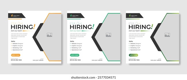 We are hiring job vacancy social media post banner design template with red color. We are hiring job vacancy square web banner design, Job positions for job vacancy design.