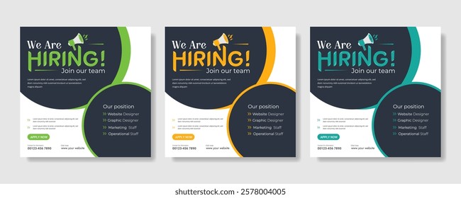 We are hiring job vacancy social media post banner design template. we are hiring background, job vacancy concept We are hiring recruitment open job vacancy design vector social media post banner temp