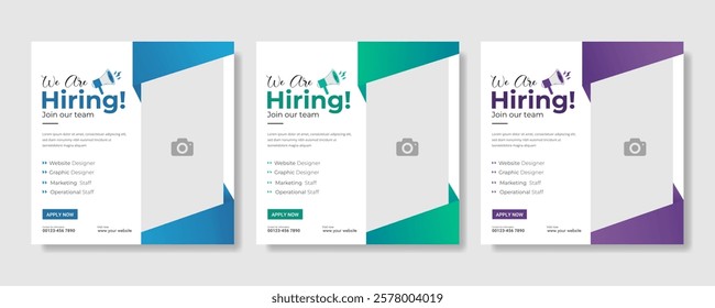 We are hiring job vacancy social media post banner design template. we are hiring background, job vacancy concept We are hiring recruitment open job vacancy design vector social media post banner temp